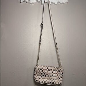 INC International Concepts Checkered Crossbody Bag - Black and White